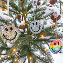 Gold super glitter smiley face Christmas decoration.