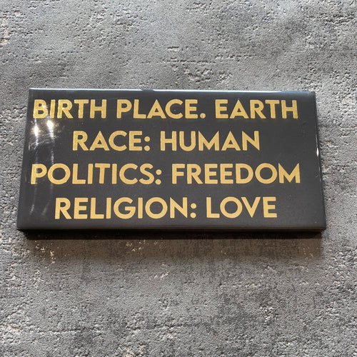 Birth place: earth plaque in grey and gold