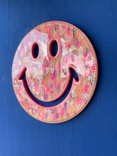 medium  30 cm pink and multicoloured hand drawn heart smiley with resin.