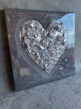 Grey and silver Quartz crystal resin heart art