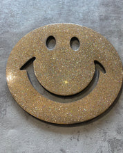 Smiley resin face in gold glitter all sizes