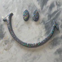 Medium silver glitter eyes and mouth