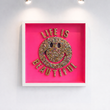 Life is beautiful framed smiley 35cm x 35cm.