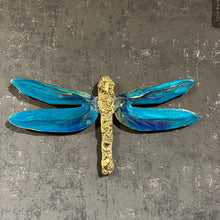 Quartz crystal and resin blue and gold dragonfly