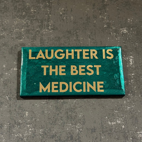 Laughter is the best medicine plaque in teal and gold