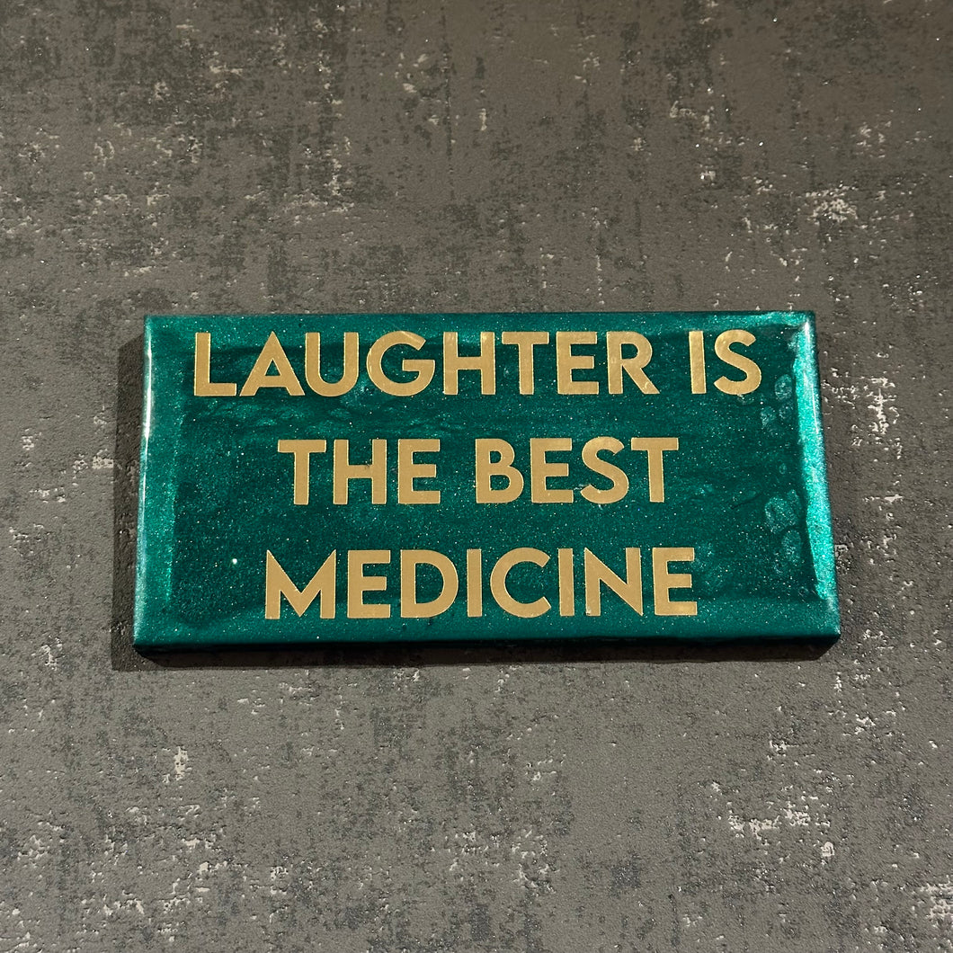 Laughter is the best medicine plaque in teal and gold