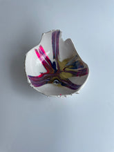 Horse chestnut inspired hatched. White pink blue touch of gold.