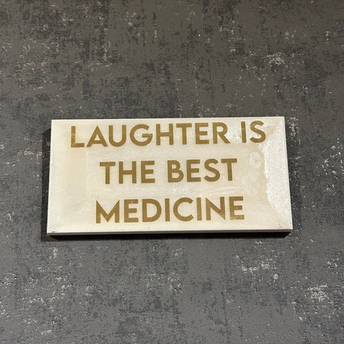 Laughter is the best medicine plaque in pearl and gold