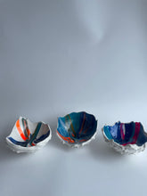 Horse chestnut inspired hatched white blue orange and a touch of gold.
