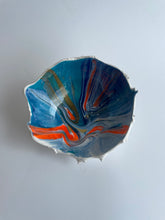 Horse chestnut inspired hatched white blue orange and a touch of gold.
