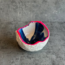 Small Hatched in white, hot pink and blue