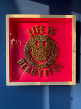 Life is beautiful framed smiley 35cm x 35cm.