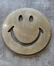 Smiley resin face in silver glitter all sizes