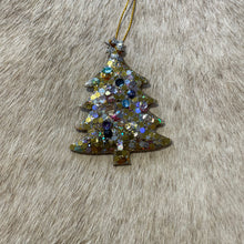 Gold glitter and sequin tree Christmas tree decoration.