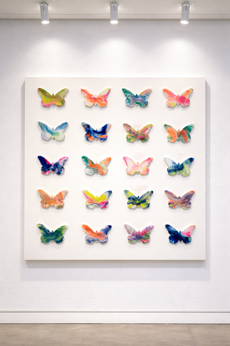 Contemporary Resin Butterfly Wall Art Handmade 3D Statement Artwork (80cm x 80cm)