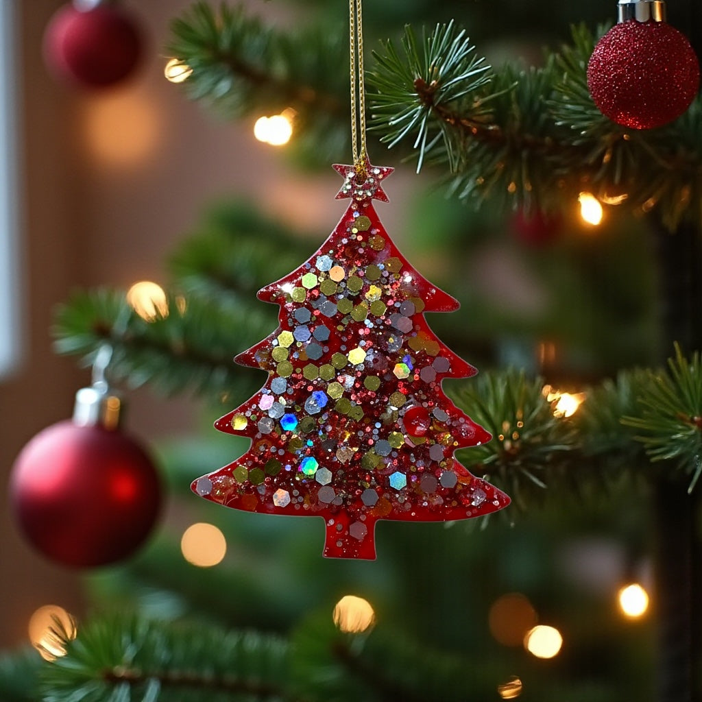 Red sequin and glitter Christmas tree