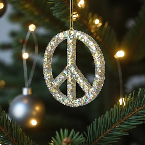 Gold sequin and glitter peace signs