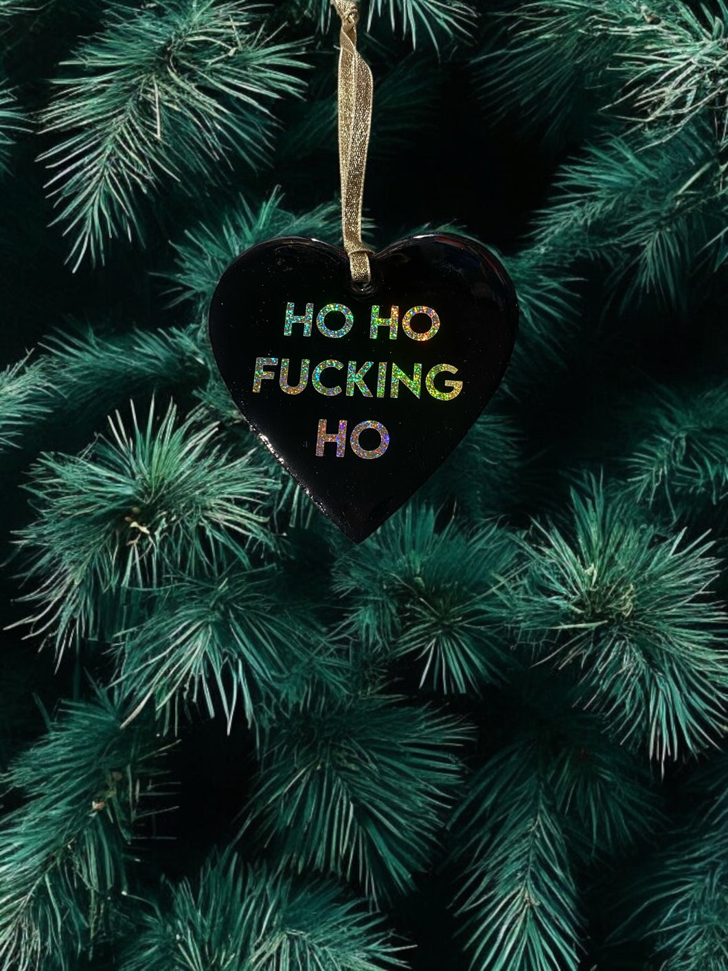 Black Ho ho Christmas decoration.